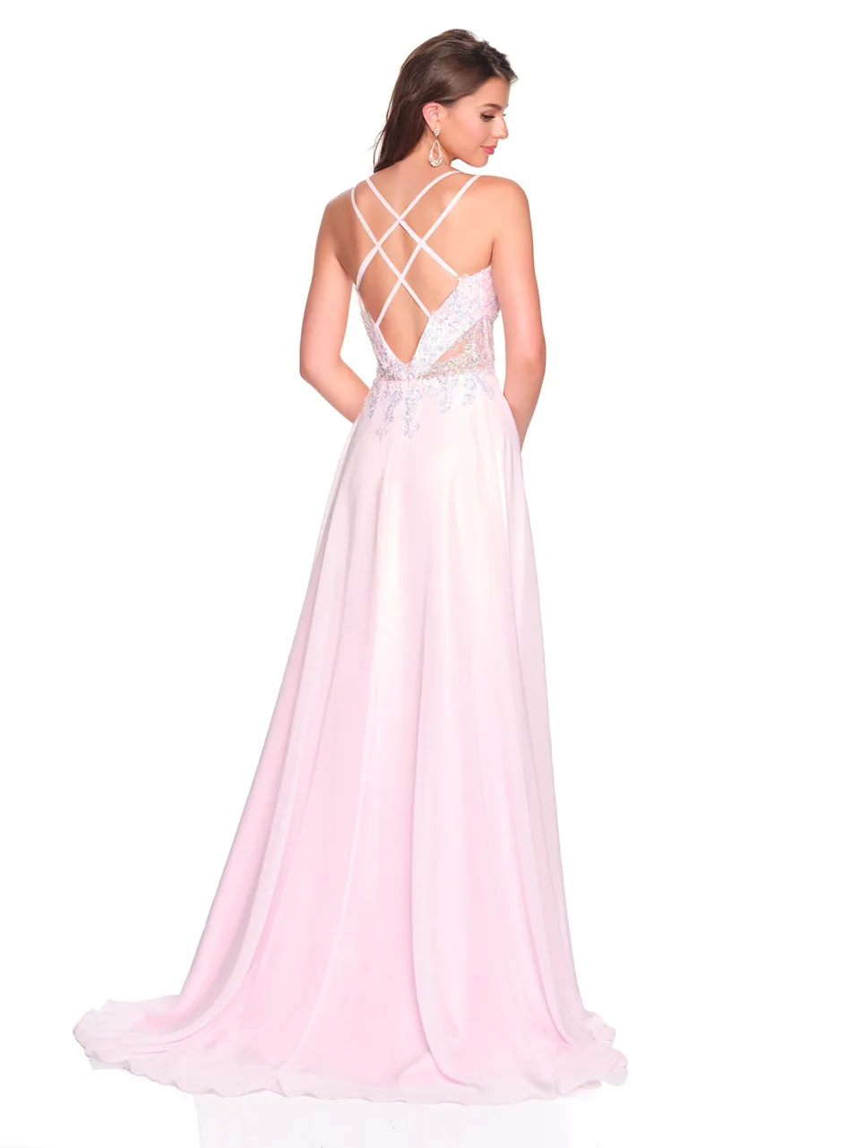 Dave & Johnny 12630 Prom Dress in Pink — back view