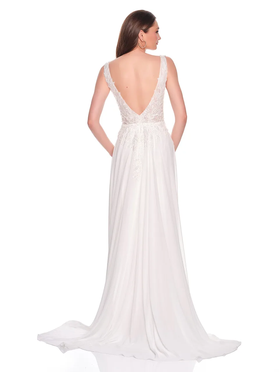 Dave & Johnny 12639 Wedding Dress in Ivory — back view