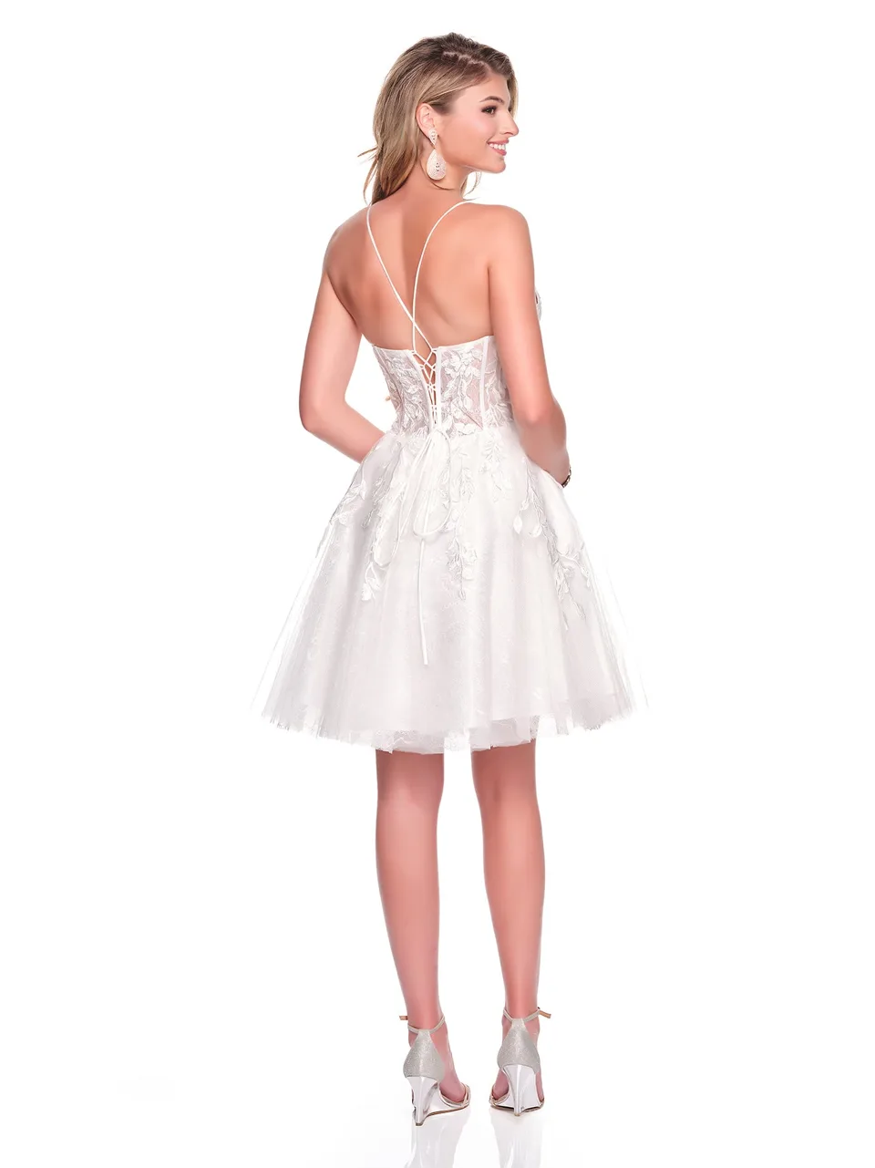 Dave & Johnny 12667 Prom Dress in Ivory — back view