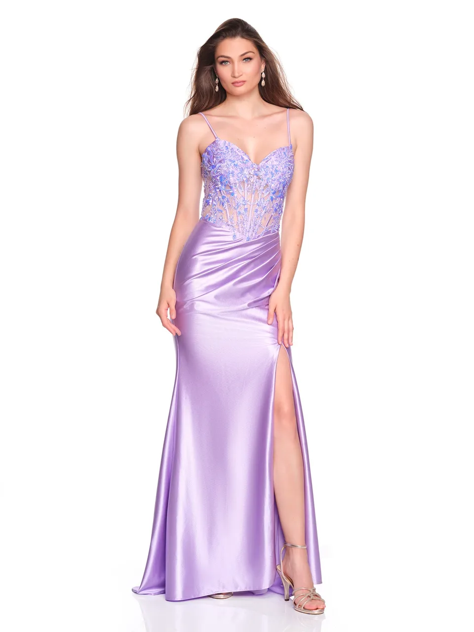 Dave & Johnny 12673 Prom Dress in Lilac — front view