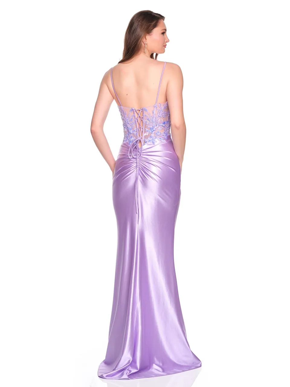 Dave & Johnny 12673 Prom Dress in Lilac — back view