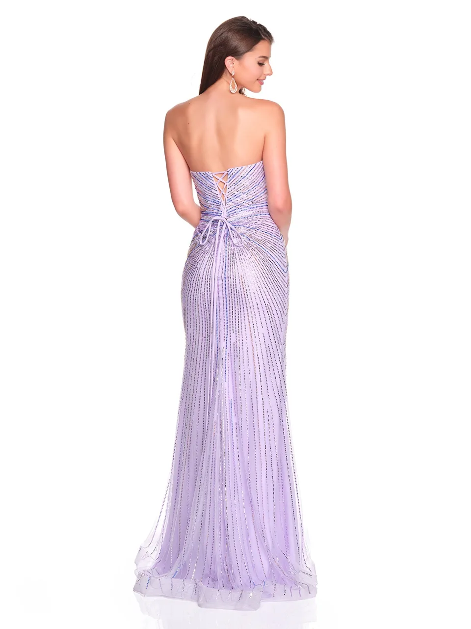 Dave & Johnny 12674 Prom Dress in Lilac — back view
