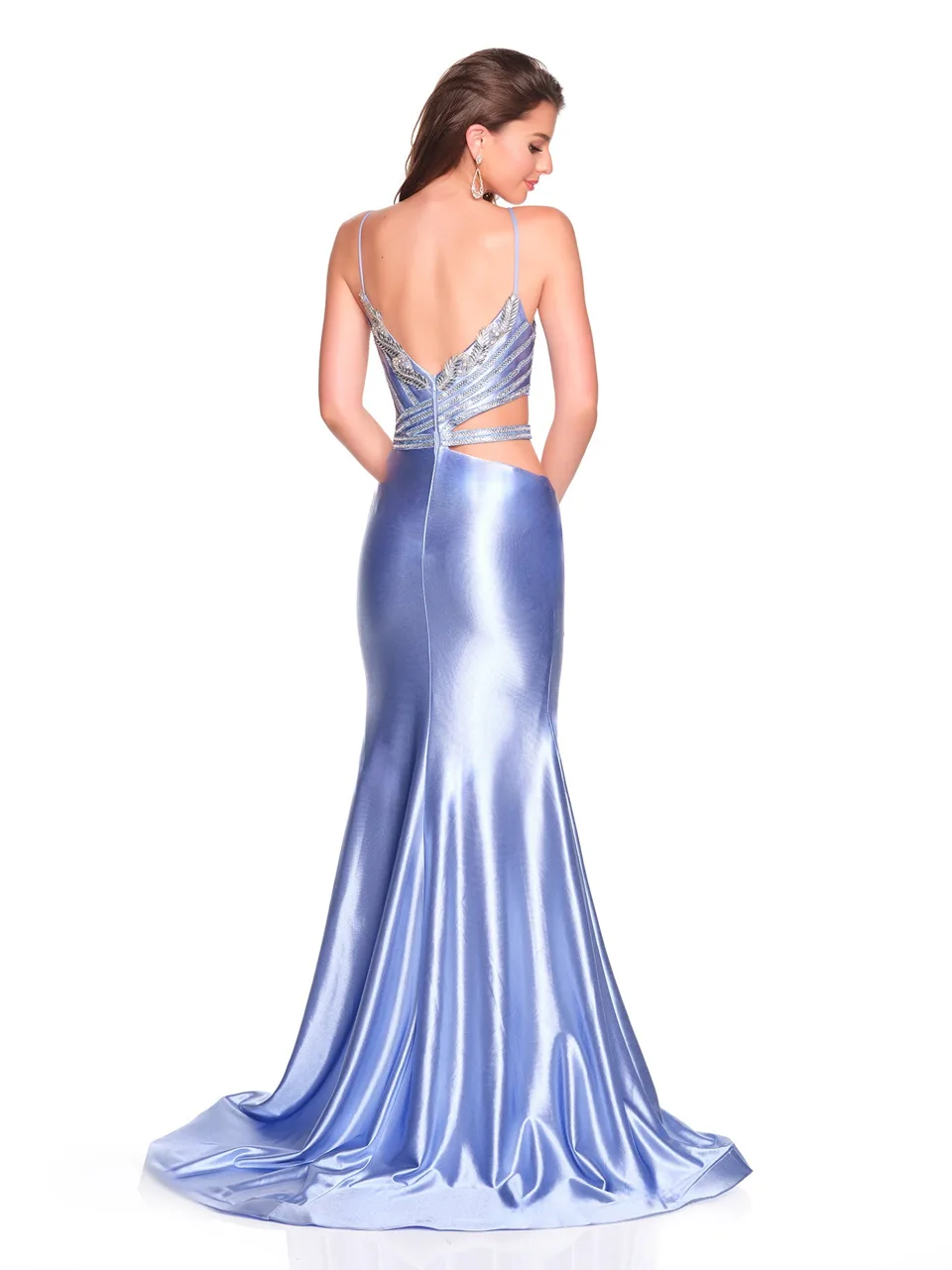 Dave & Johnny 12676 Prom Dress in Lt Blue — back view