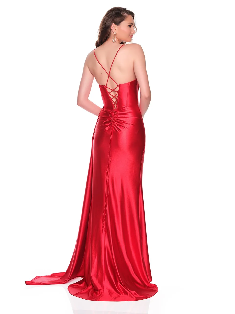 Dave & Johnny 12682 Prom Dress in Red — back view