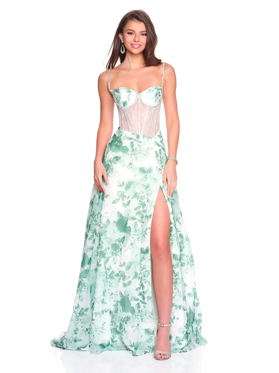 Dave & Johnny 12686 Prom Dress in Green — front view