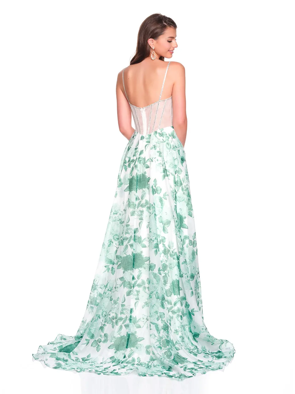 Dave & Johnny 12686 Prom Dress in Green — back view