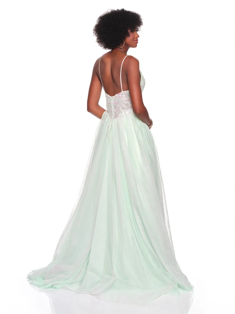Dave & Johnny 12687 Prom Dress in Mint — back view