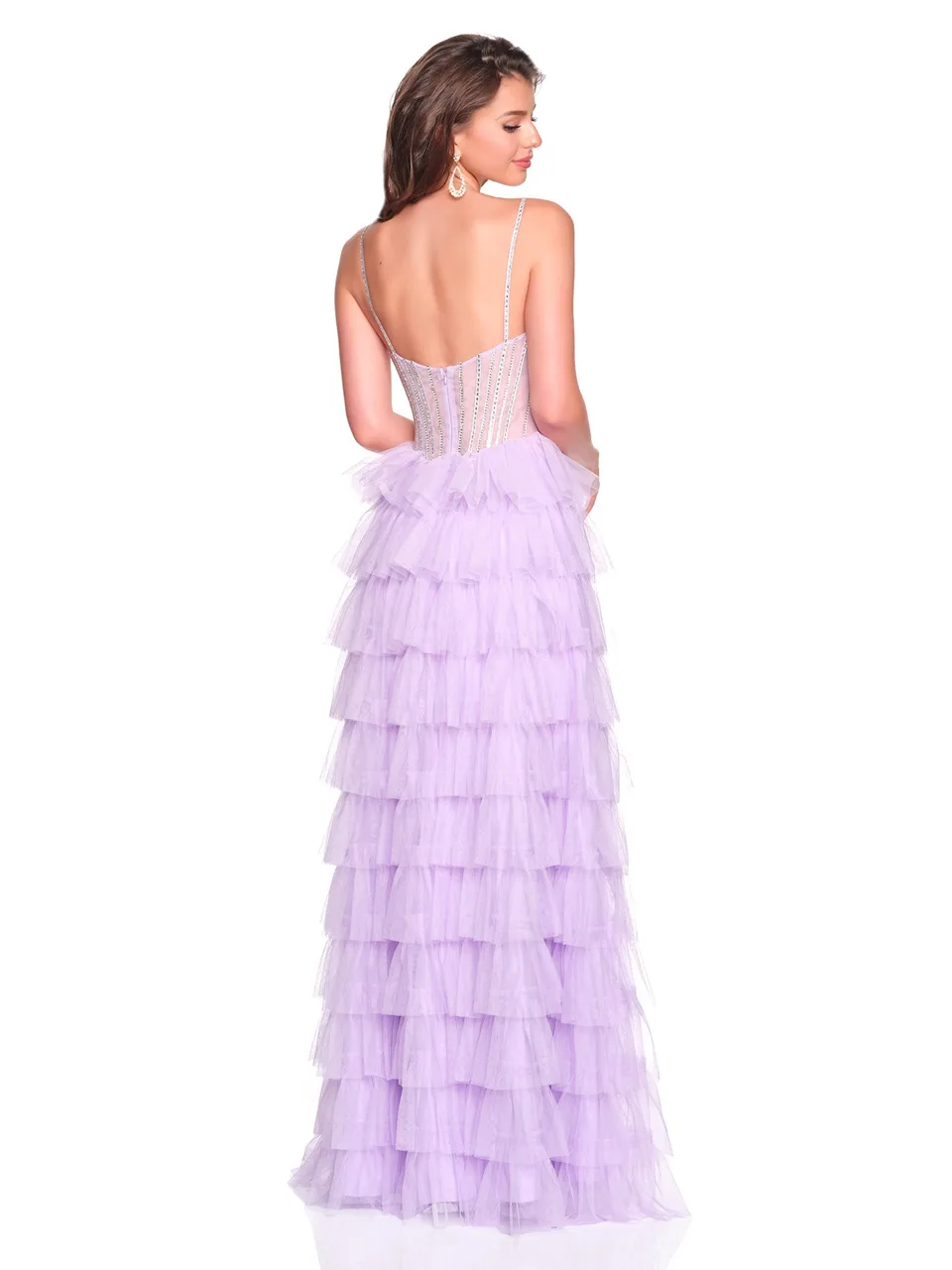 Dave & Johnny 12690 Prom Dress in Lilac — back view