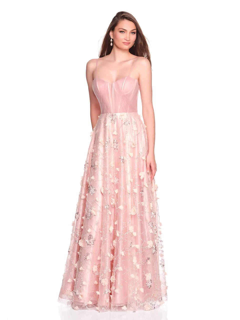 Dave & Johnny 12700 Prom Dress in Pink — front view