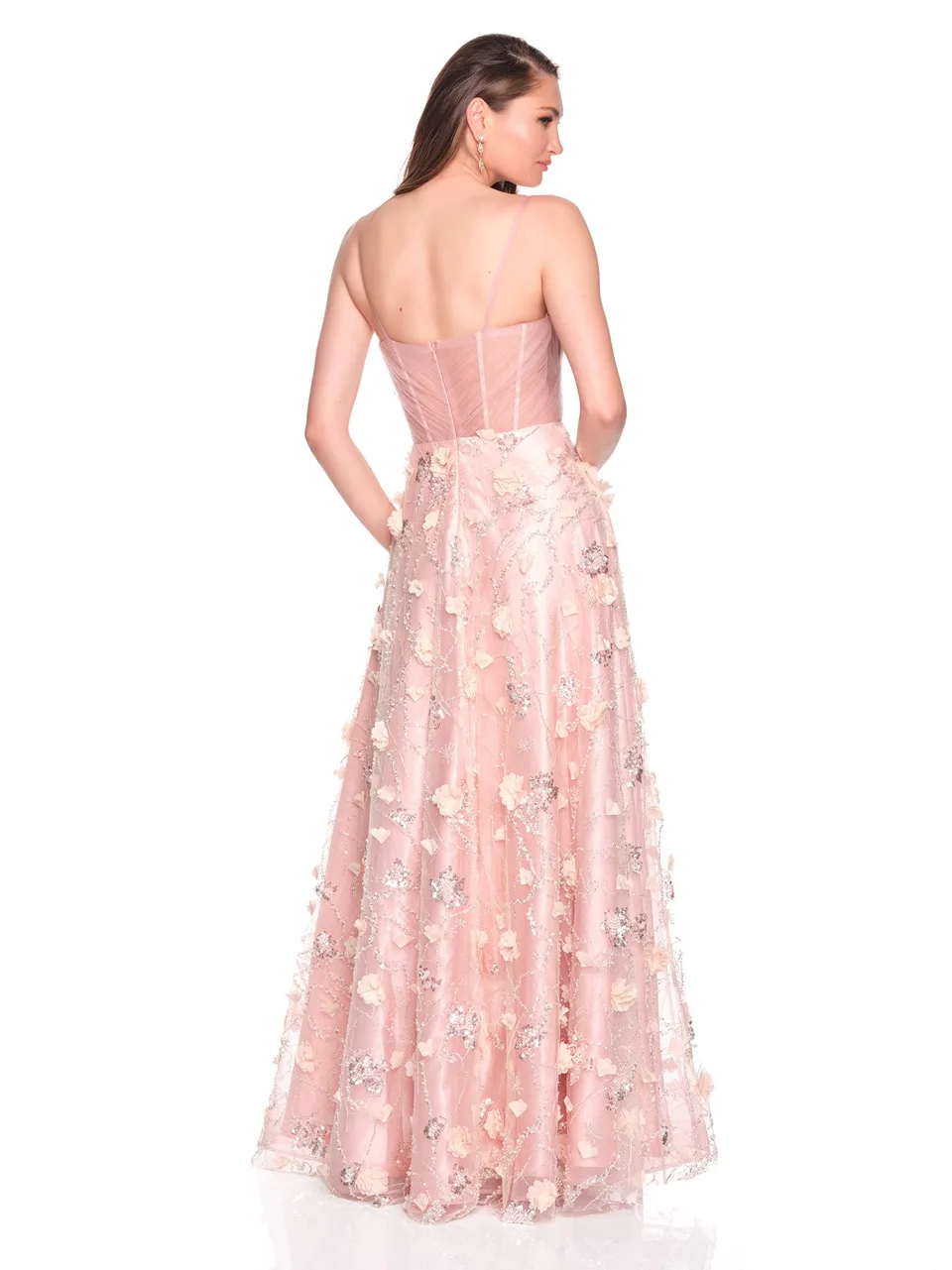 Dave & Johnny 12700 Prom Dress in Pink — back view