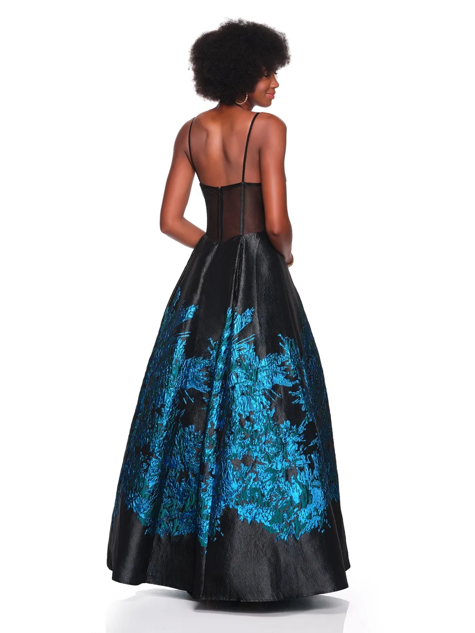 Dave & Johnny 12702 Prom Dress in Black — back view