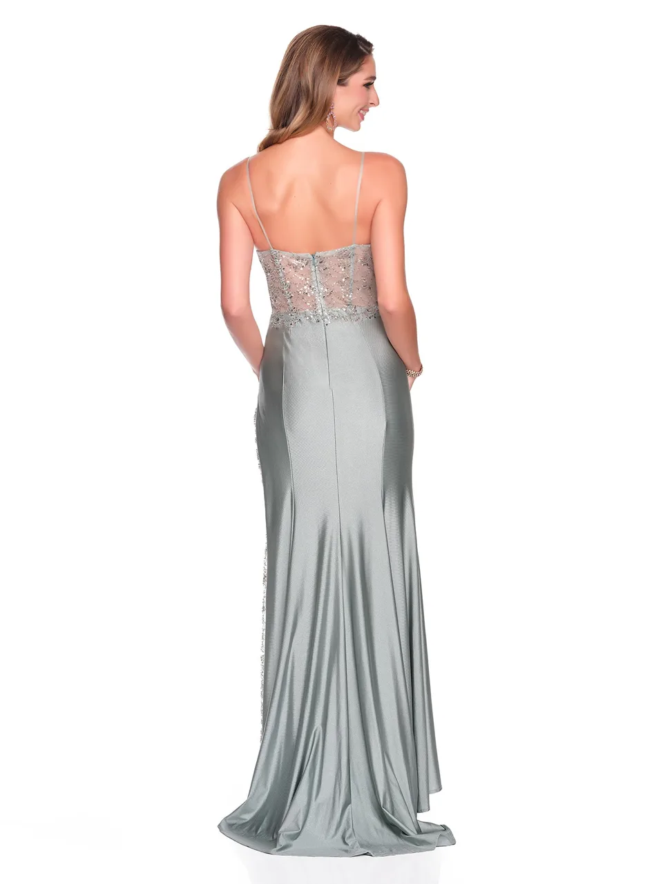 Dave & Johnny 12715 Prom Dress in Sage — back view