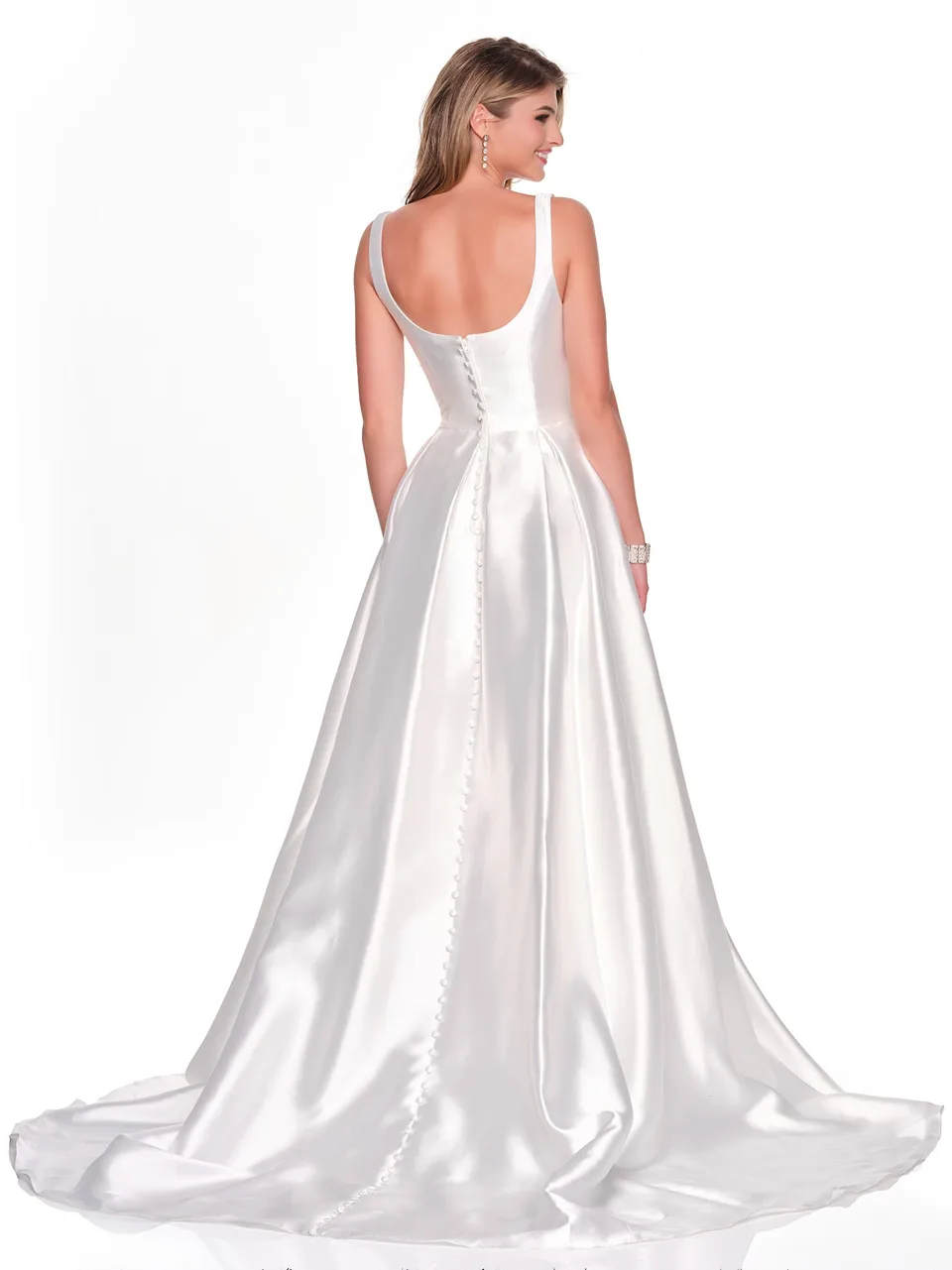 Dave & Johnny 12729 Wedding Dress in Ivory — back view