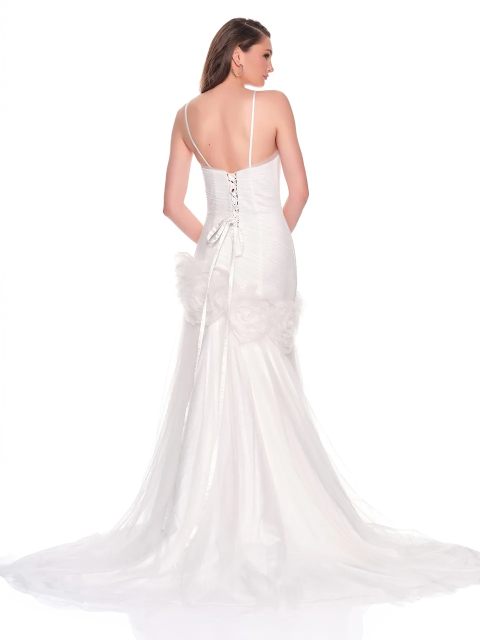 Dave & Johnny 12731 Wedding Dress in Ivory — back view