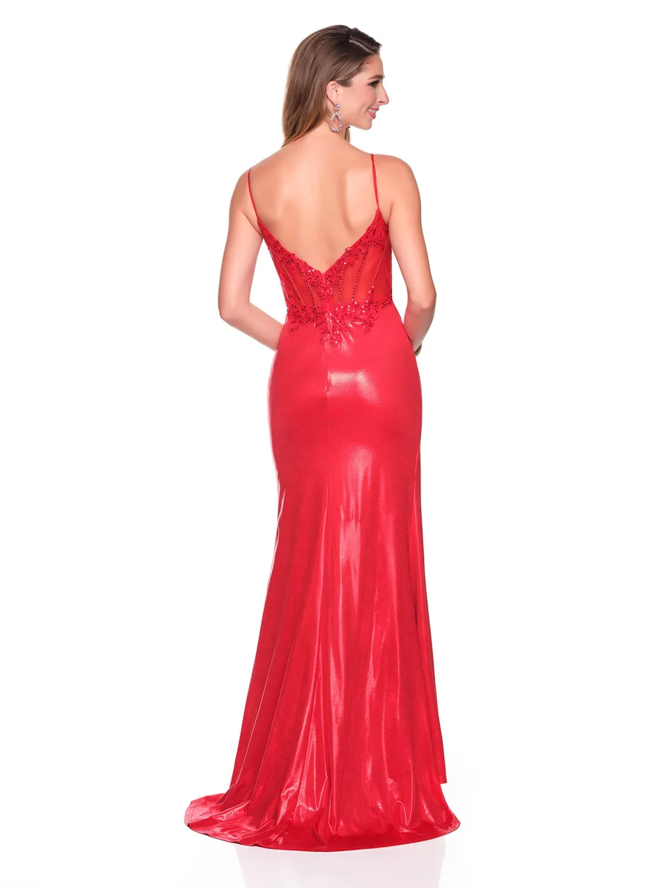 Dave & Johnny 12740 Prom Dress in Red — back view
