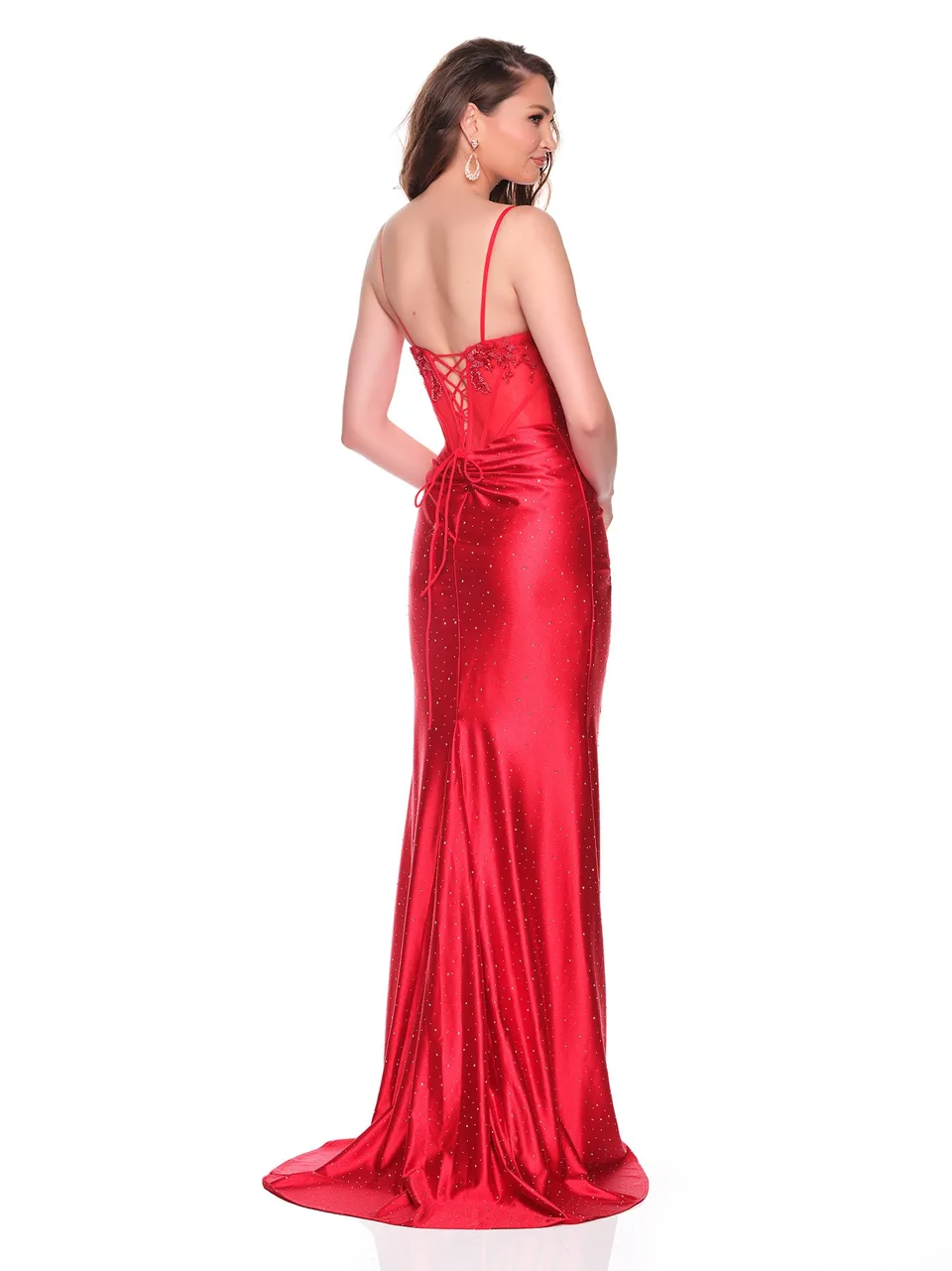 Dave & Johnny 12755 Prom Dress in Red — back view