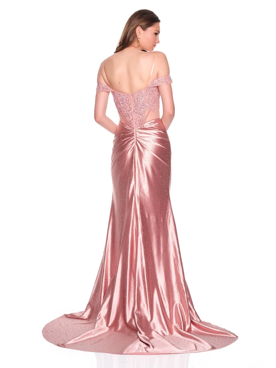 Dave & Johnny 12761 Prom Dress in Blush — back view
