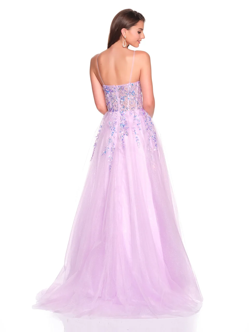 Dave & Johnny 12762 Prom Dress in Lilac — back view