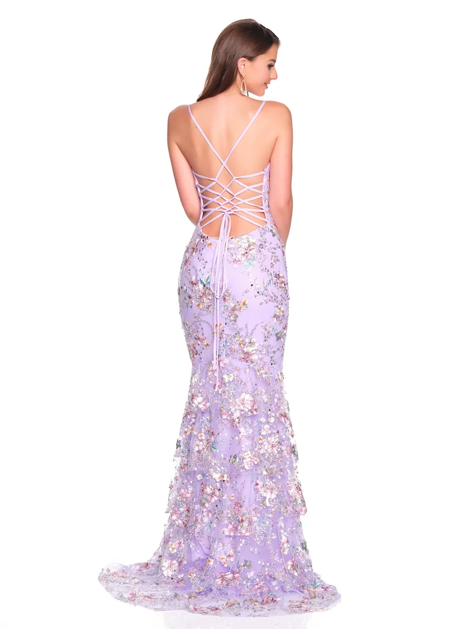 Dave & Johnny 12784 Prom Dress in Lilac — back view
