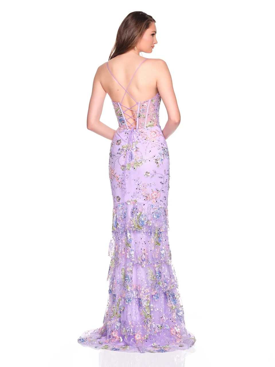 Dave & Johnny 12785 Prom Dress in Lilac — back view
