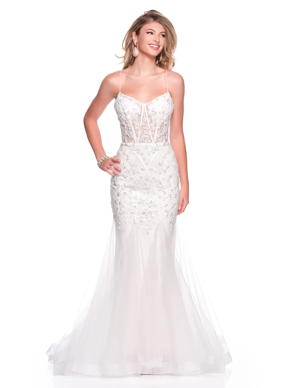 Dave & Johnny 12788 Wedding Dress in Ivory — front view
