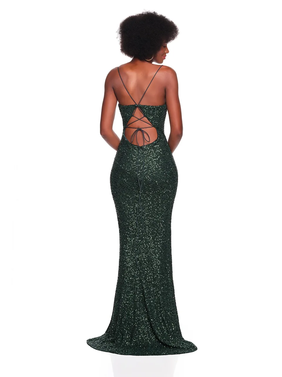 Dave & Johnny 12789 Prom Dress in Emerald — back view