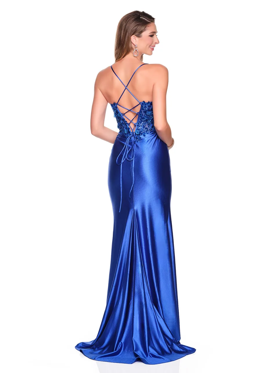 Dave & Johnny 12803 Prom Dress in Royal — back view