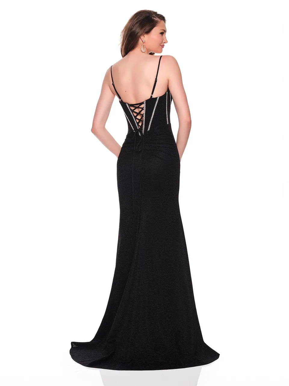 Dave & Johnny 12804 Prom Dress in Black — back view