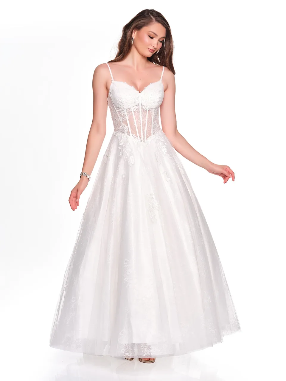 Dave & Johnny 12812 Wedding Dress in Ivory — front view