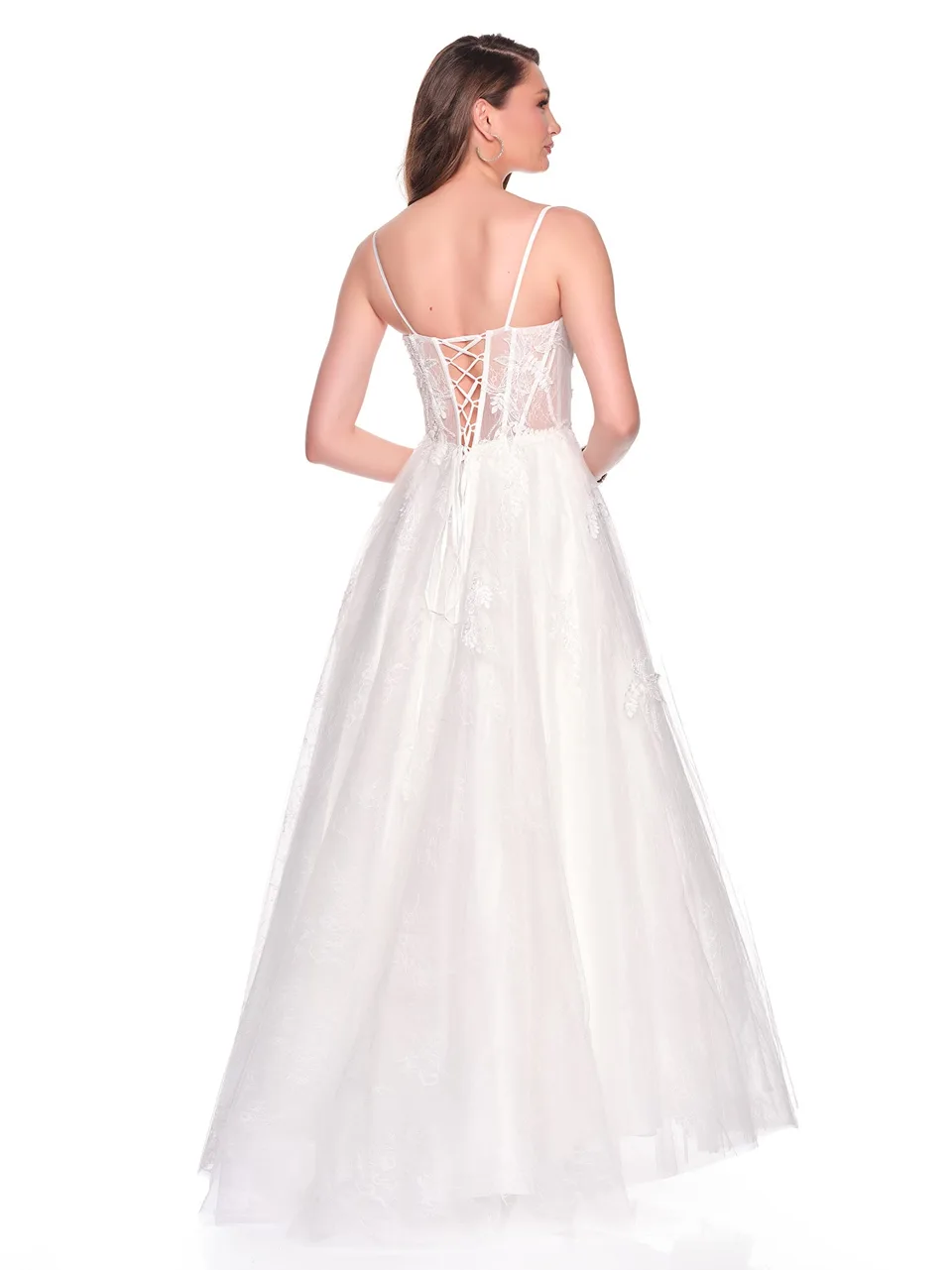 Dave & Johnny 12812 Wedding Dress in Ivory — back view