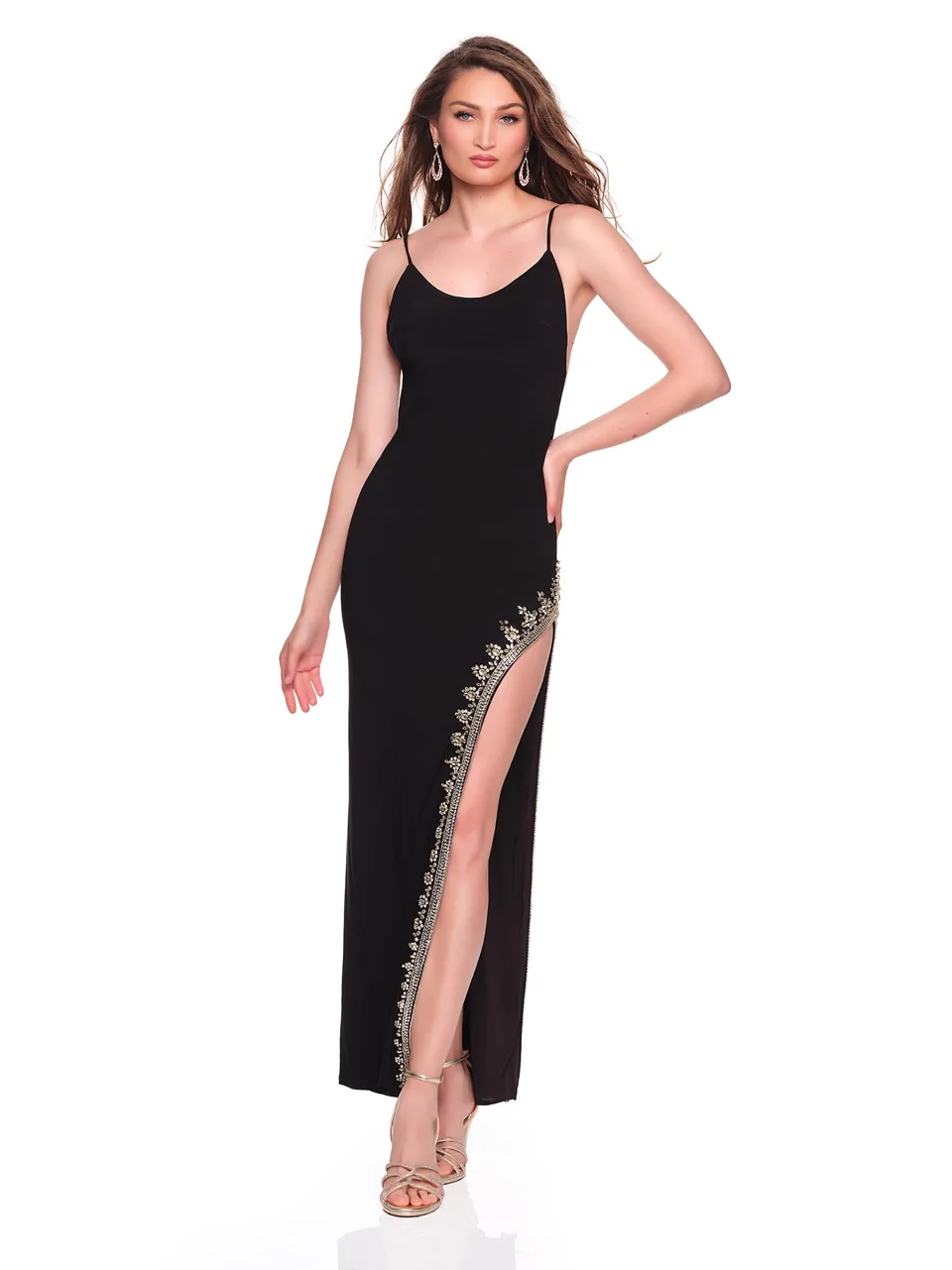 Dave & Johnny 12819 Prom Dress in Black — front view