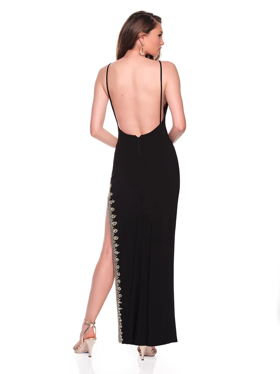 Dave & Johnny 12819 Prom Dress in Black — back view