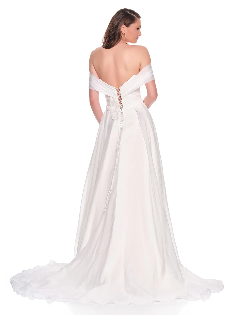 Dave & Johnny 12824 Wedding Dress in Ivory — back view