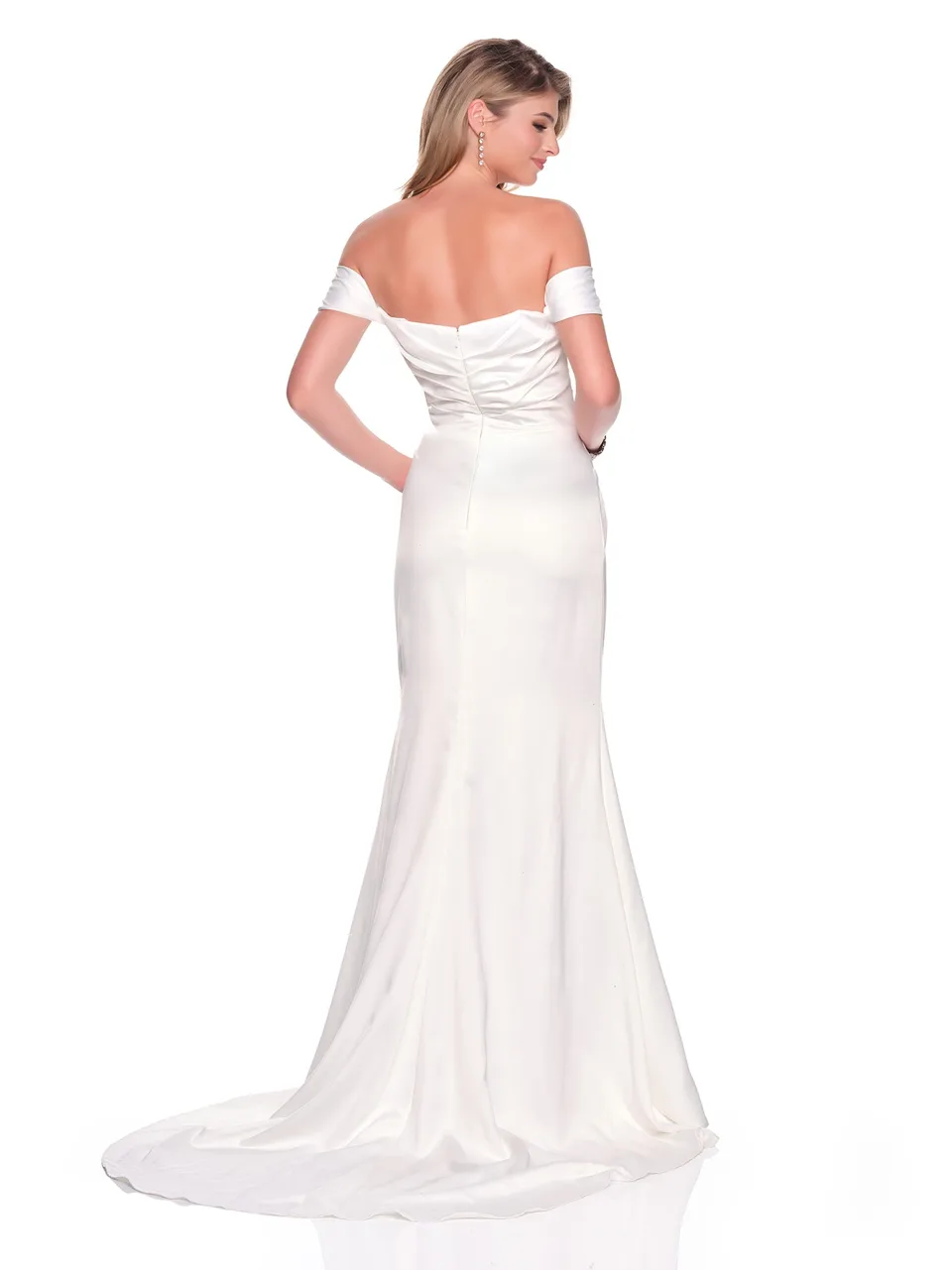Dave & Johnny 12829 Wedding Dress in Ivory — back view