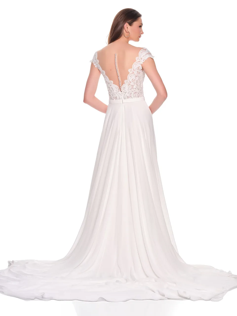 Dave & Johnny 12857 Wedding Dress in Ivory/Nude — back view