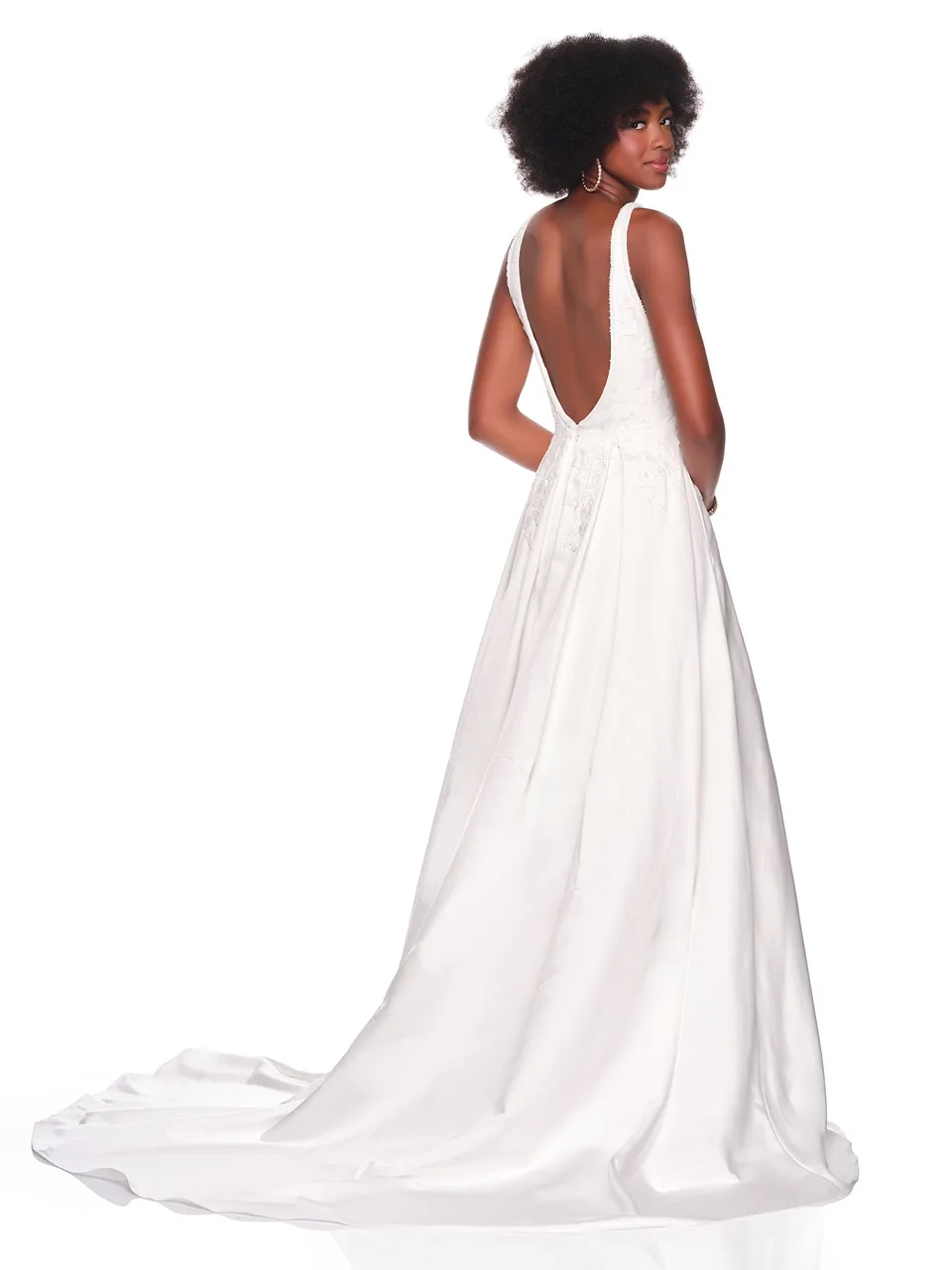 Dave & Johnny 12860 Wedding Dress in Ivory — back view
