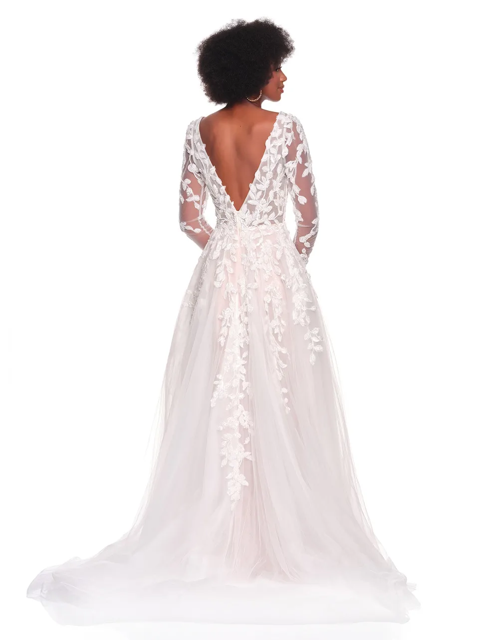 Dave & Johnny 12862 Wedding Dress in Ivory/Nude — back view
