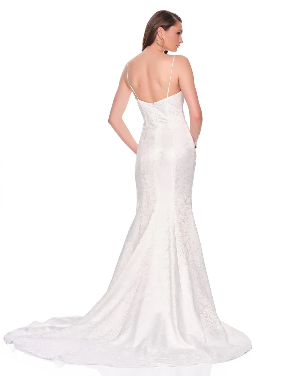 Dave & Johnny 12863 Wedding Dress in Ivory — back view