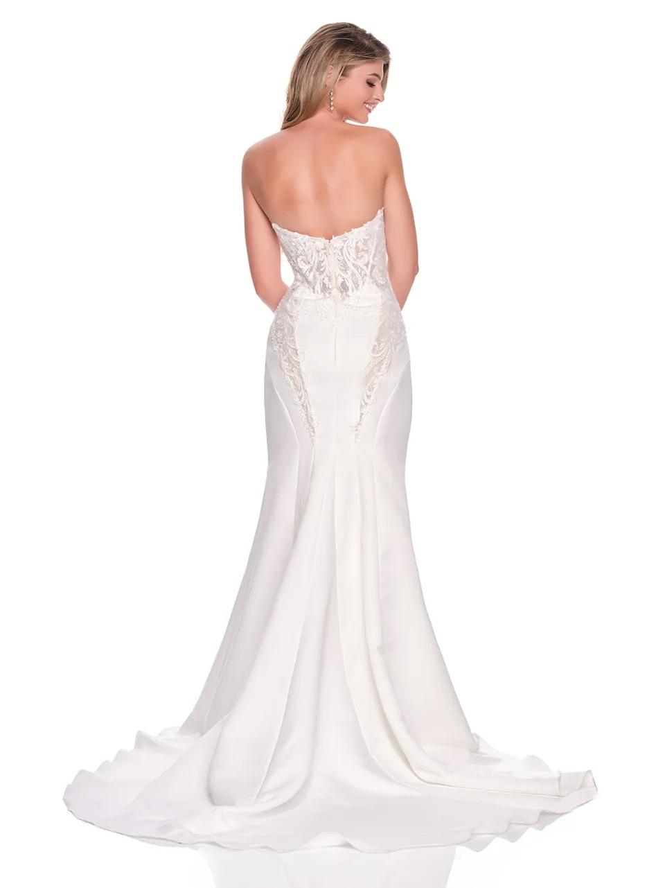 Dave & Johnny 12865 Wedding Dress in Ivory — back view