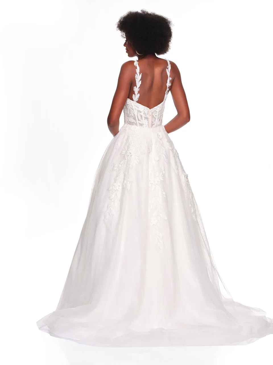 Dave & Johnny 12868 Wedding Dress in Ivory — back view