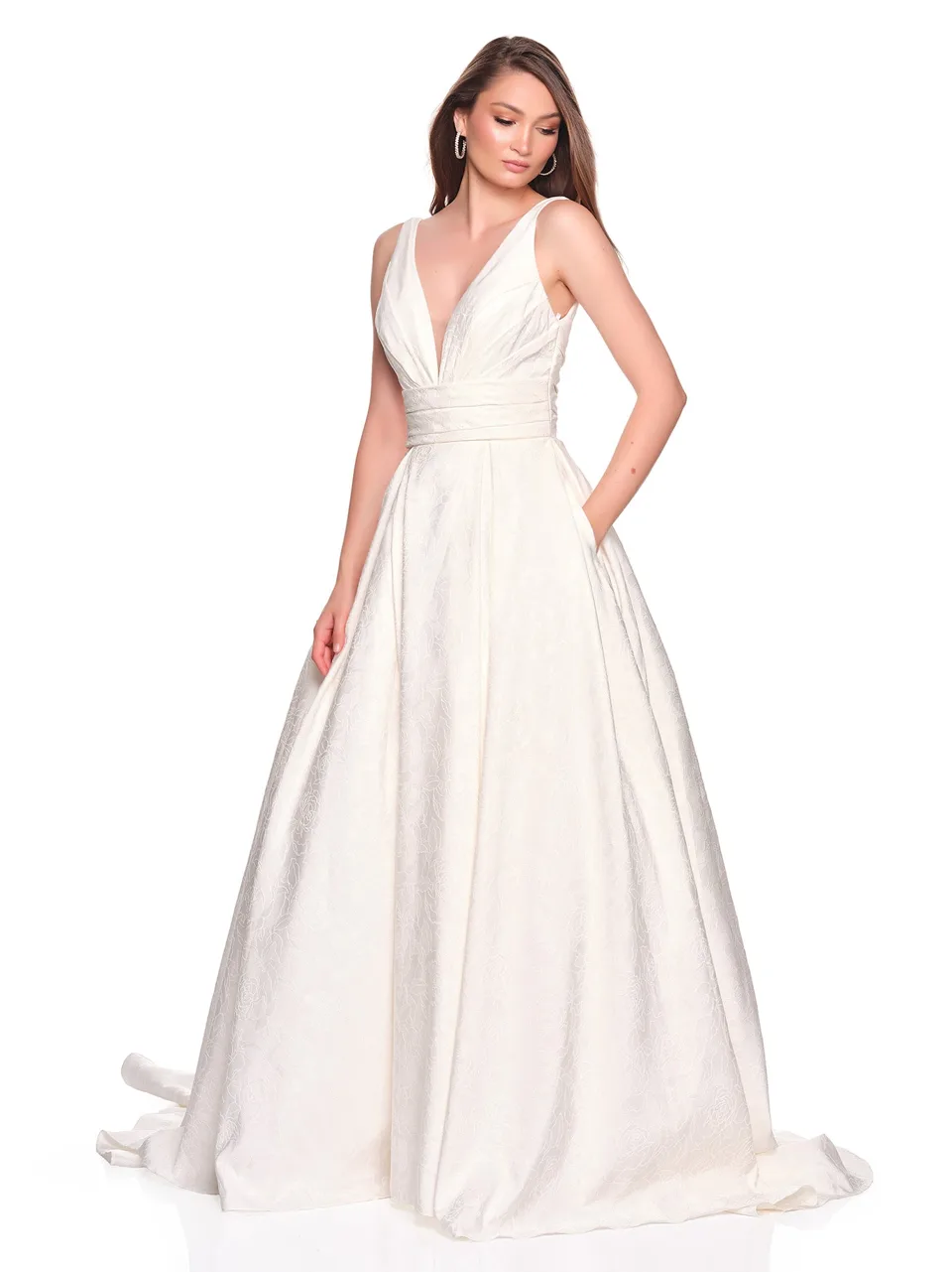Dave & Johnny 12869 Wedding Dress in Ivory — front view