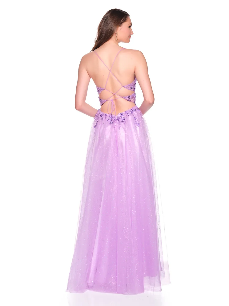 Dave & Johnny 12883 Prom Dress in Lilac — back view