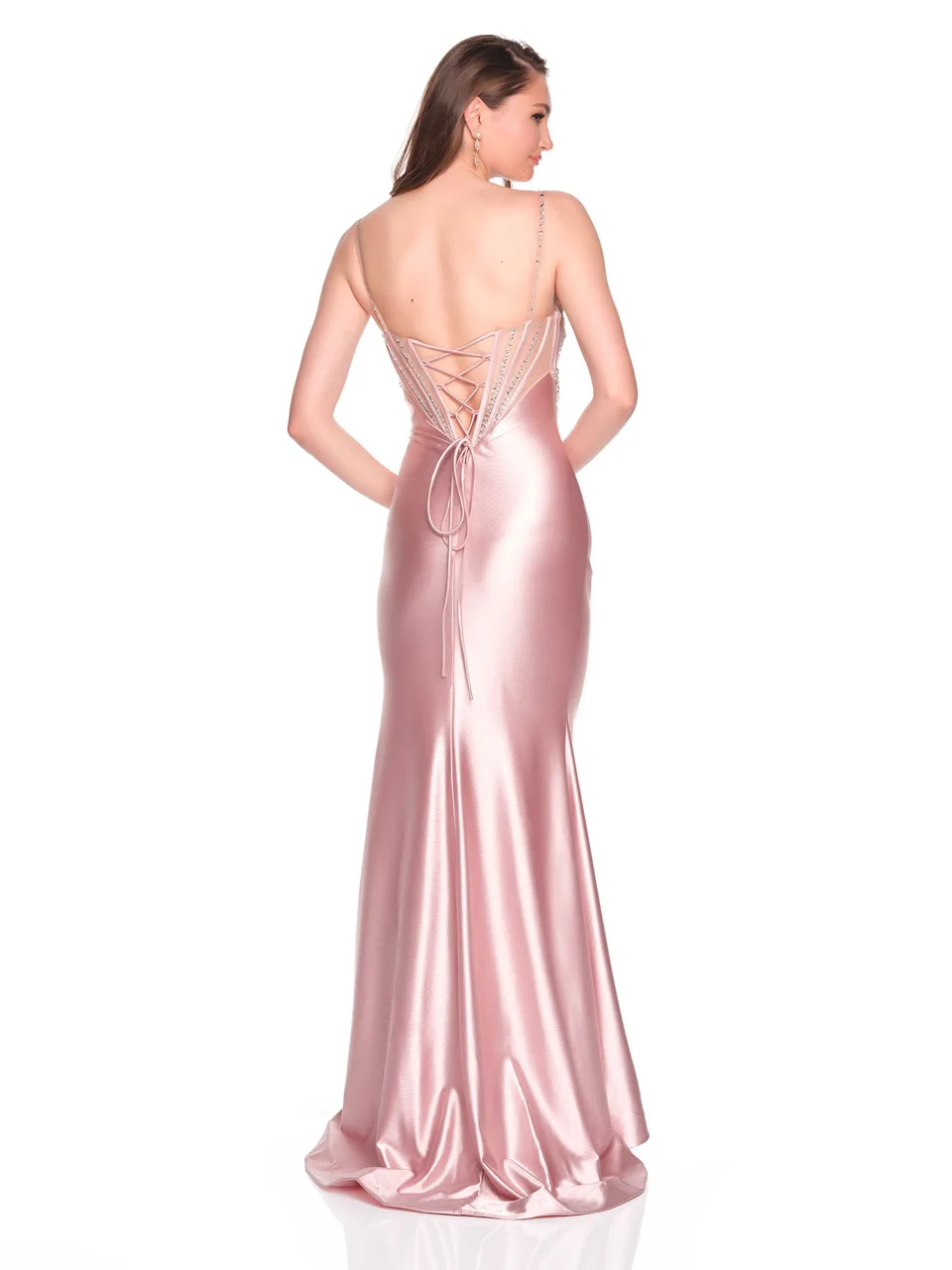 Dave & Johnny 12899 Prom Dress in Pink — back view