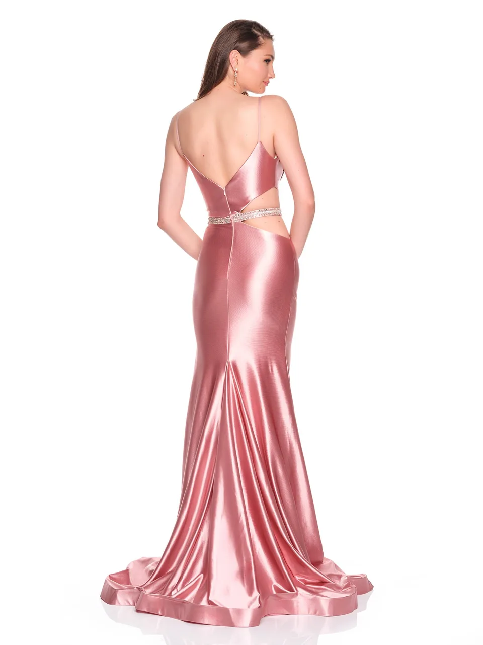 Dave & Johnny 12911 Prom Dress in Pink — back view