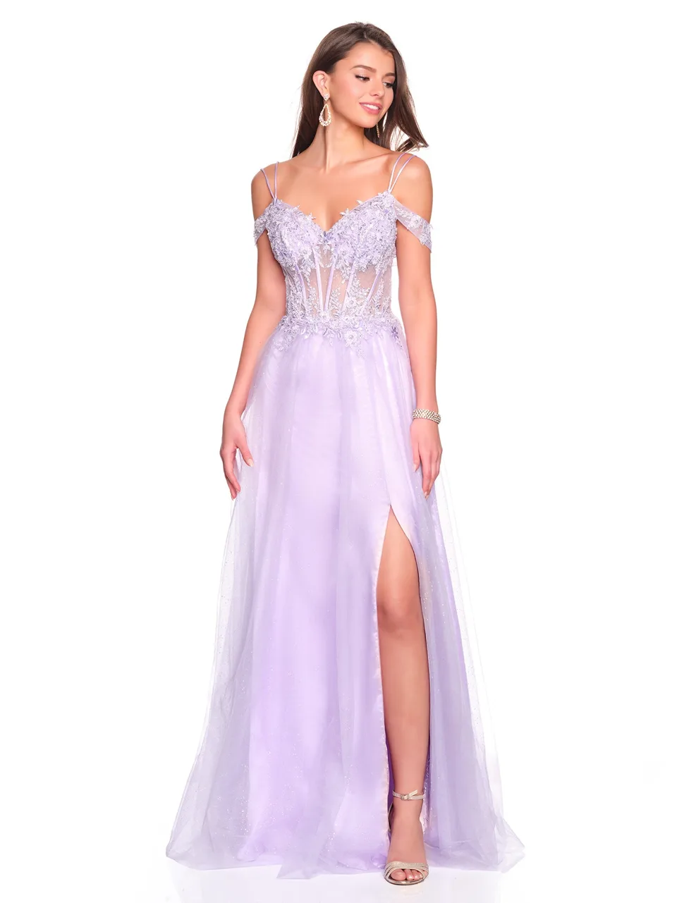 Dave & Johnny 12933 Prom Dress in Lilac — front view