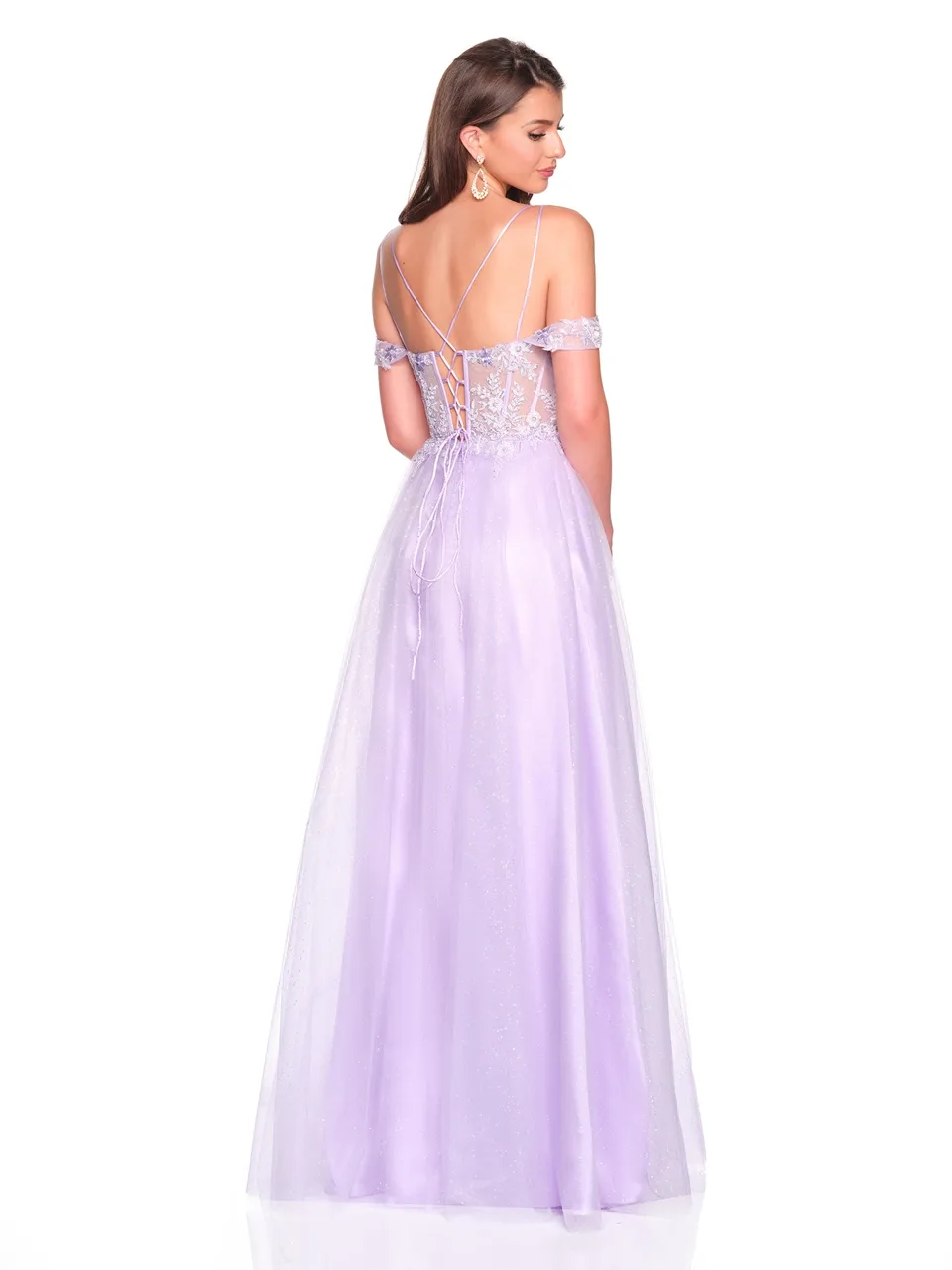 Dave & Johnny 12933 Prom Dress in Lilac — back view