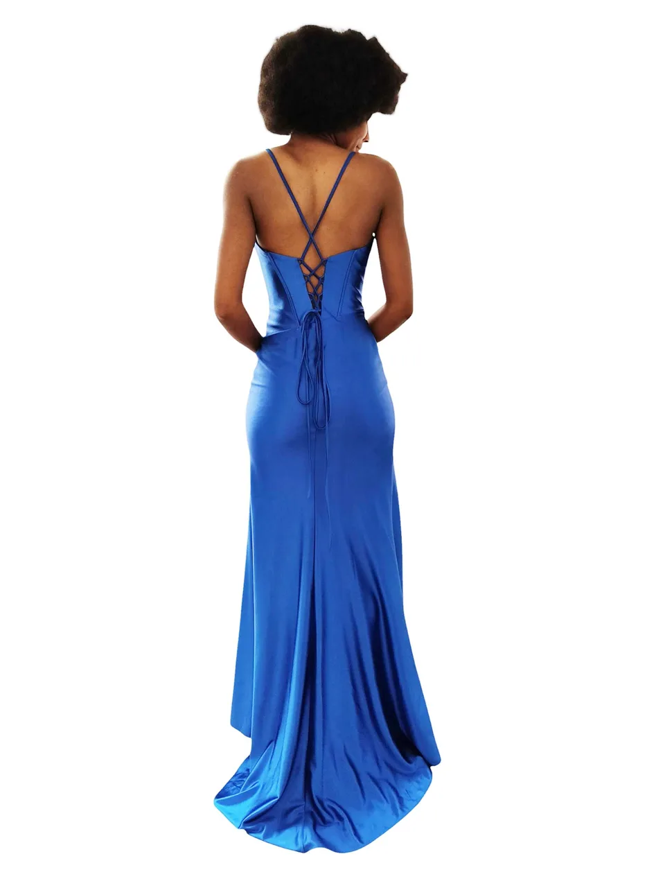 Dave & Johnny 12954 Prom Dress in Royal — back view
