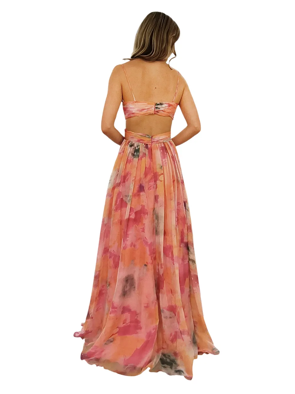 Dave & Johnny 12955 Prom Dress in Print — back view