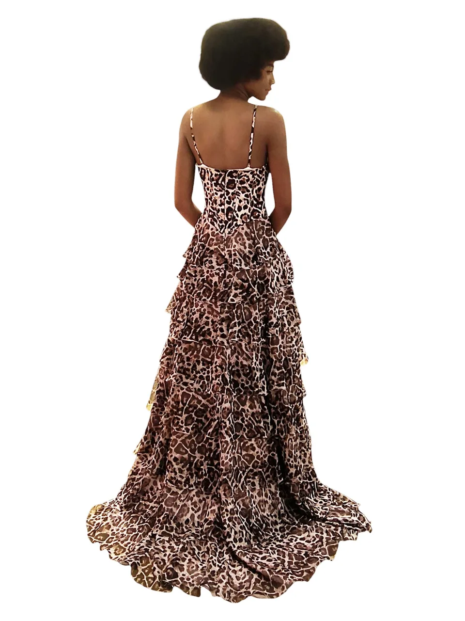 Dave & Johnny 12957 Prom Dress in Print — back view