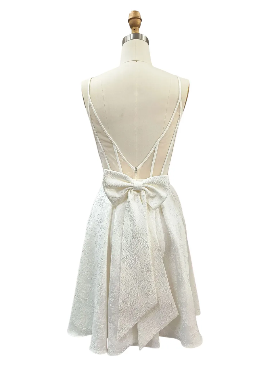 Dave & Johnny 12962 Prom Dress in Ivory — back view